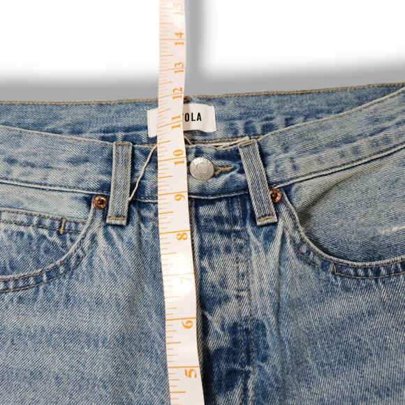 NWOT Pistola High-Rise Distressed Button Fly Straight Denim Jeans Sz. 26x28 Blue - Picture 7 of 10